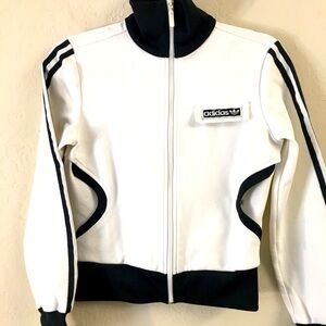 Adidas Bomber Track Jacket Small Black White Athletic Streetwear Sporty Casual